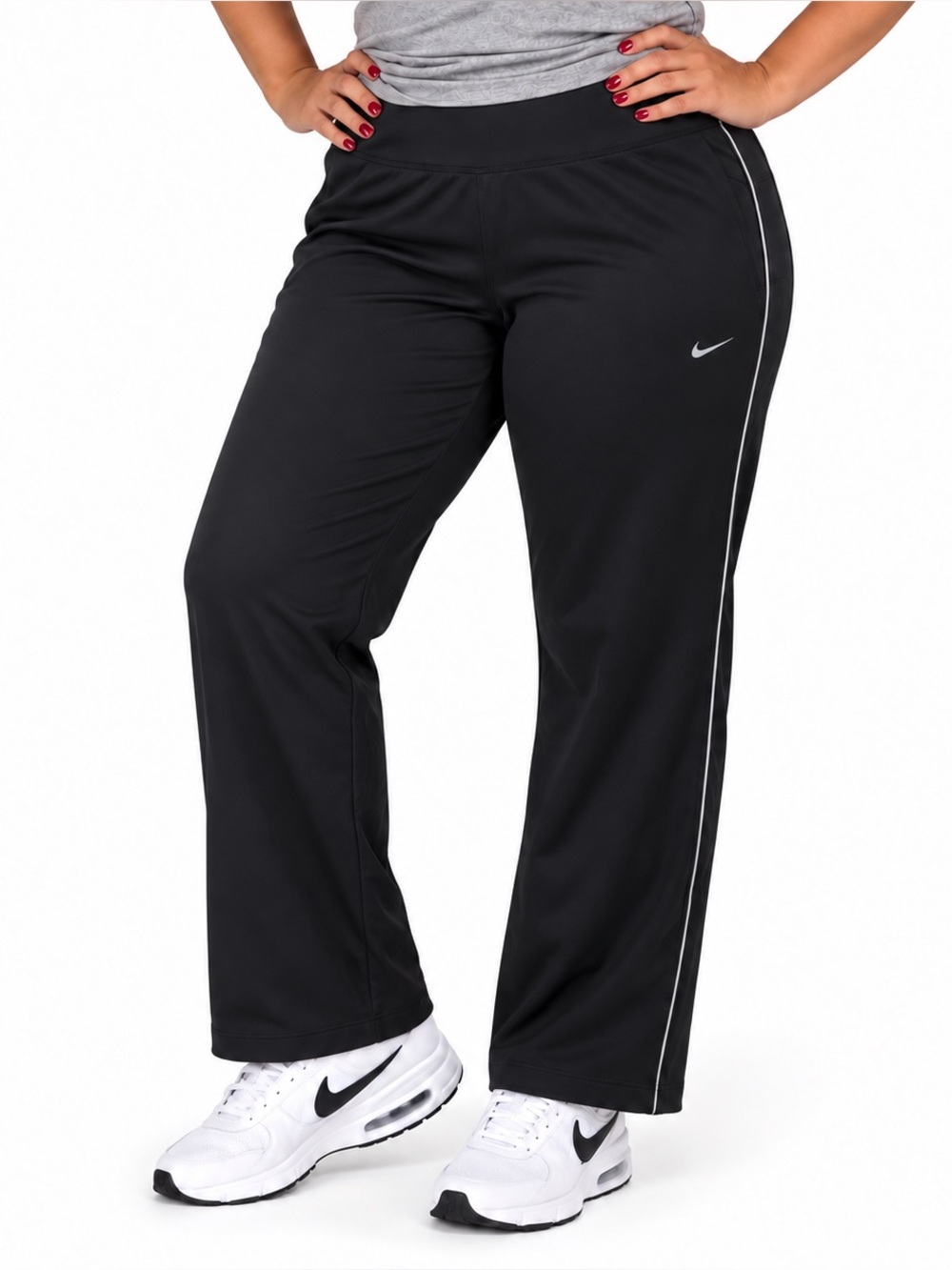 Nike Dri-FIT Women’s Running Athletic Pants Black Reflective Ankle Zip Pocket XL